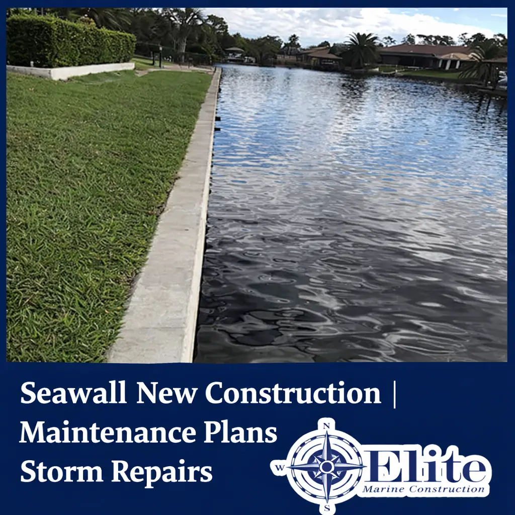 New seawall alongside a residential canal